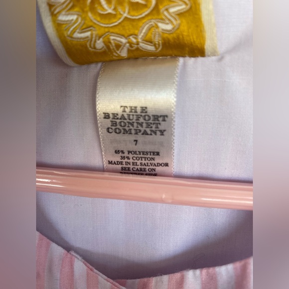 THE BEAUFORT BONNET COMPANY PINK STRIPED APPLIQUED FISH DRESS SZ7 - Picture 6 of 7